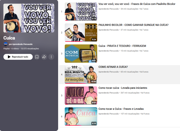 Playlist do Canal Aprendendo percussão